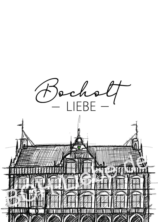 Rathaus Skizze "Bocholt Liebe"