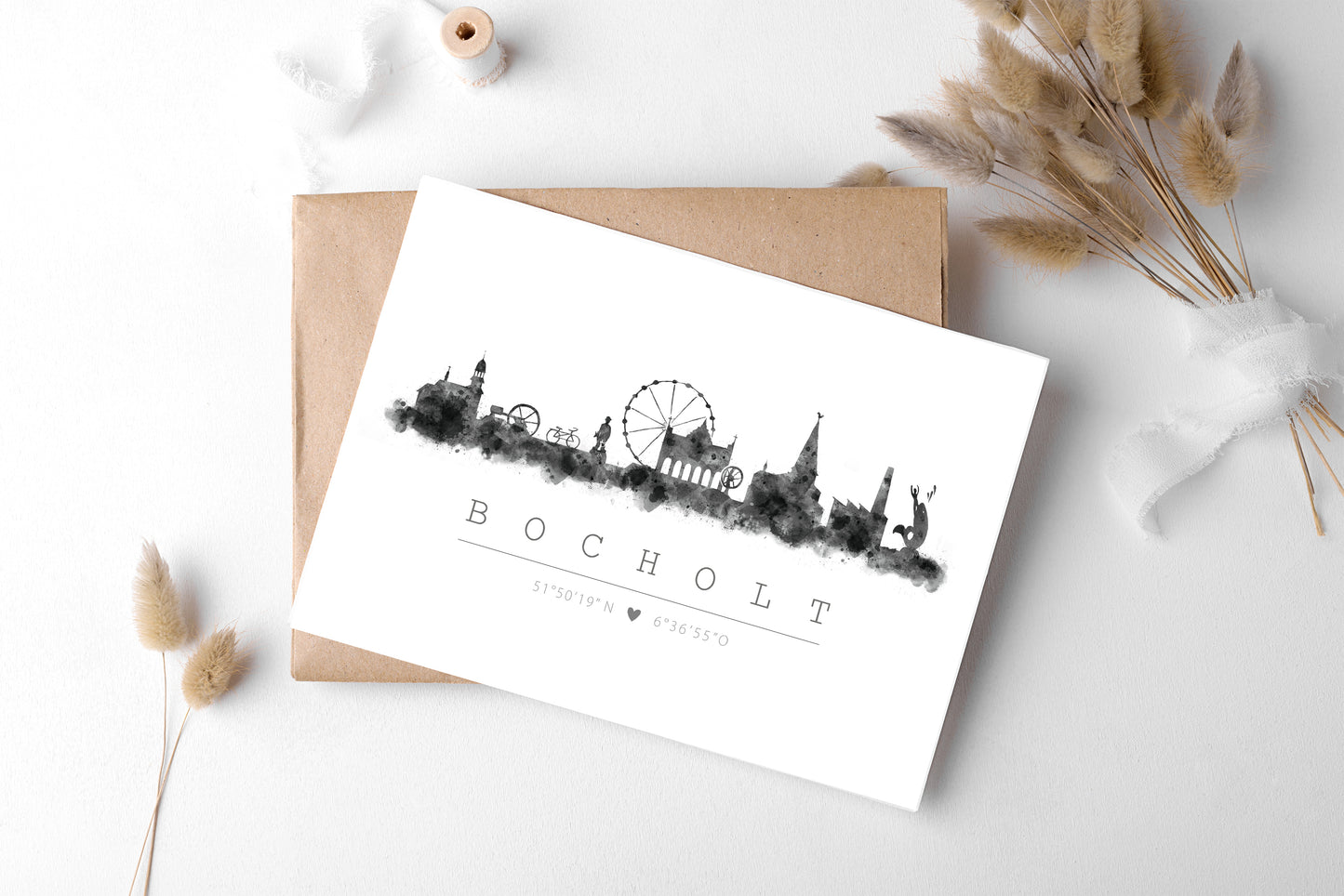 Skyline Aquarell mit Koordinaten