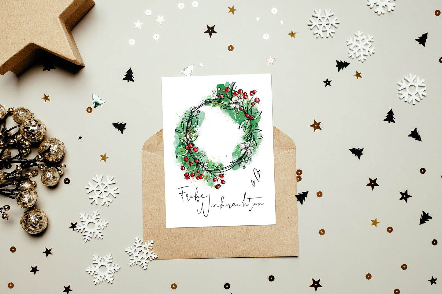 Weihnachtskranz "Frohe Wiehnachten"