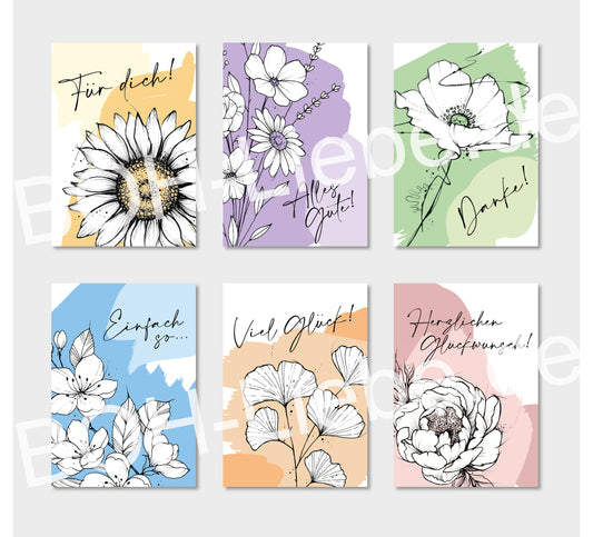 Pastell Postkarten Set