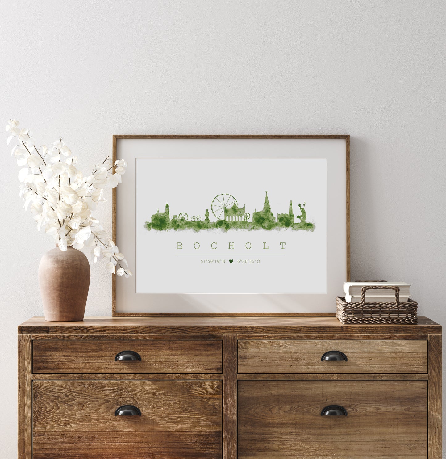 Skyline Aquarell mit Koordinaten