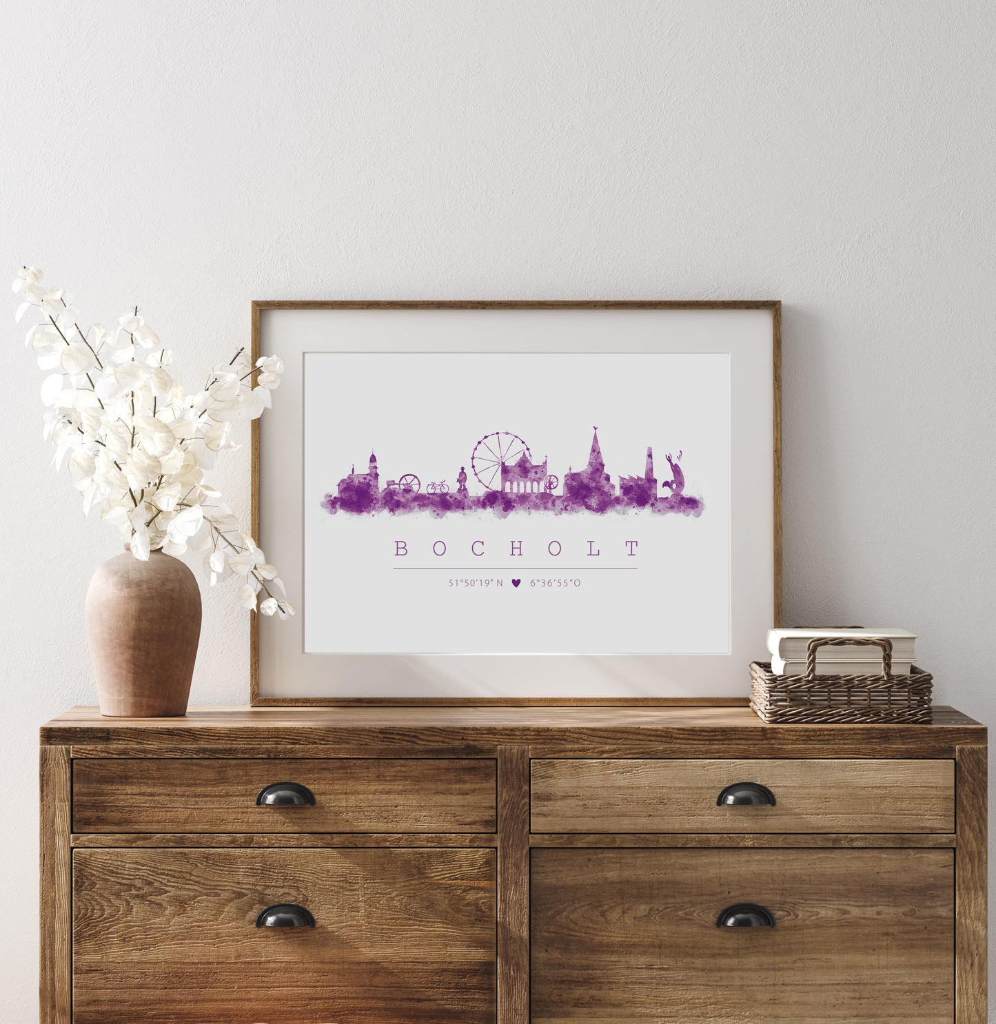 Skyline Aquarell mit Koordinaten