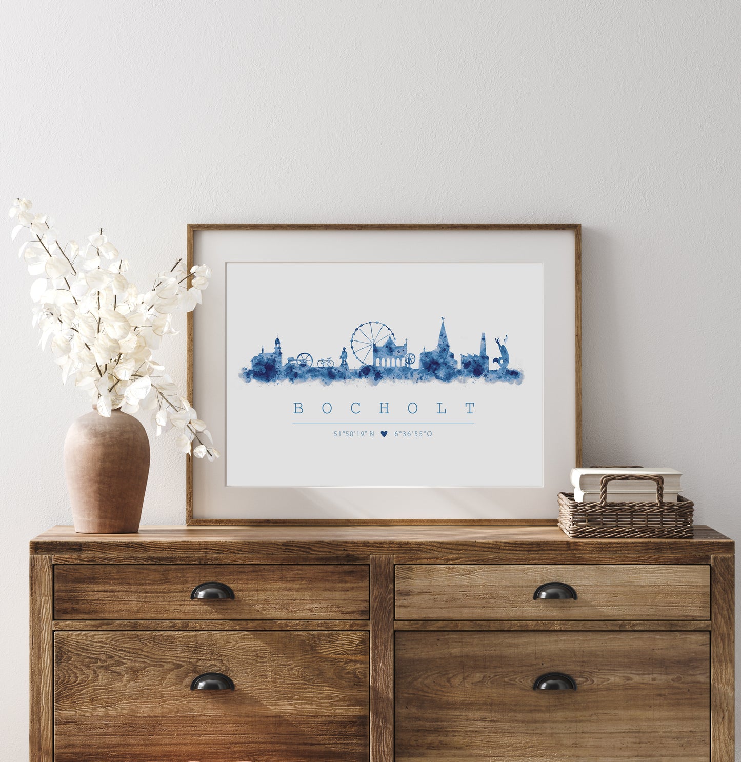 Skyline Aquarell mit Koordinaten