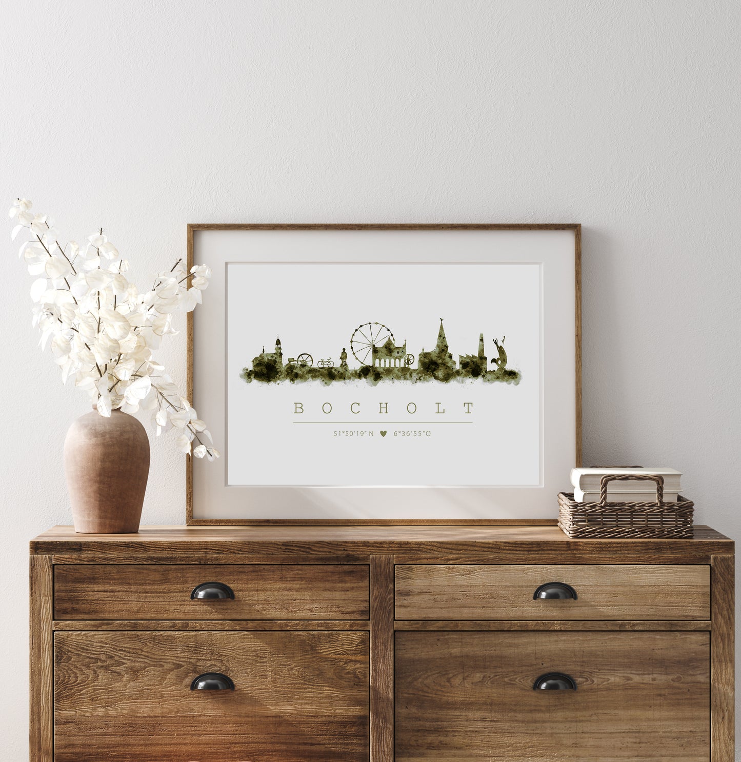 Skyline Aquarell mit Koordinaten