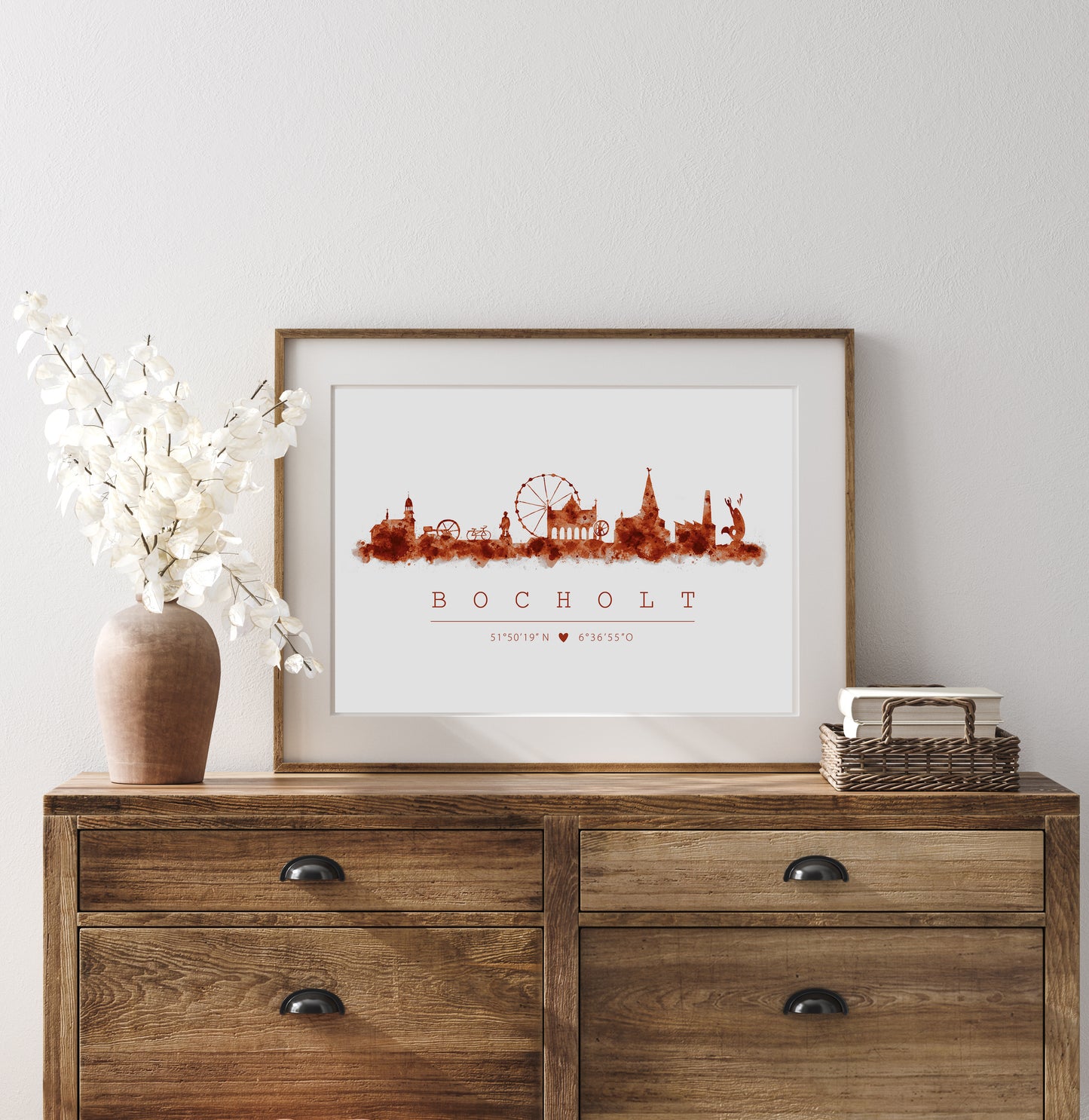 Skyline Aquarell mit Koordinaten