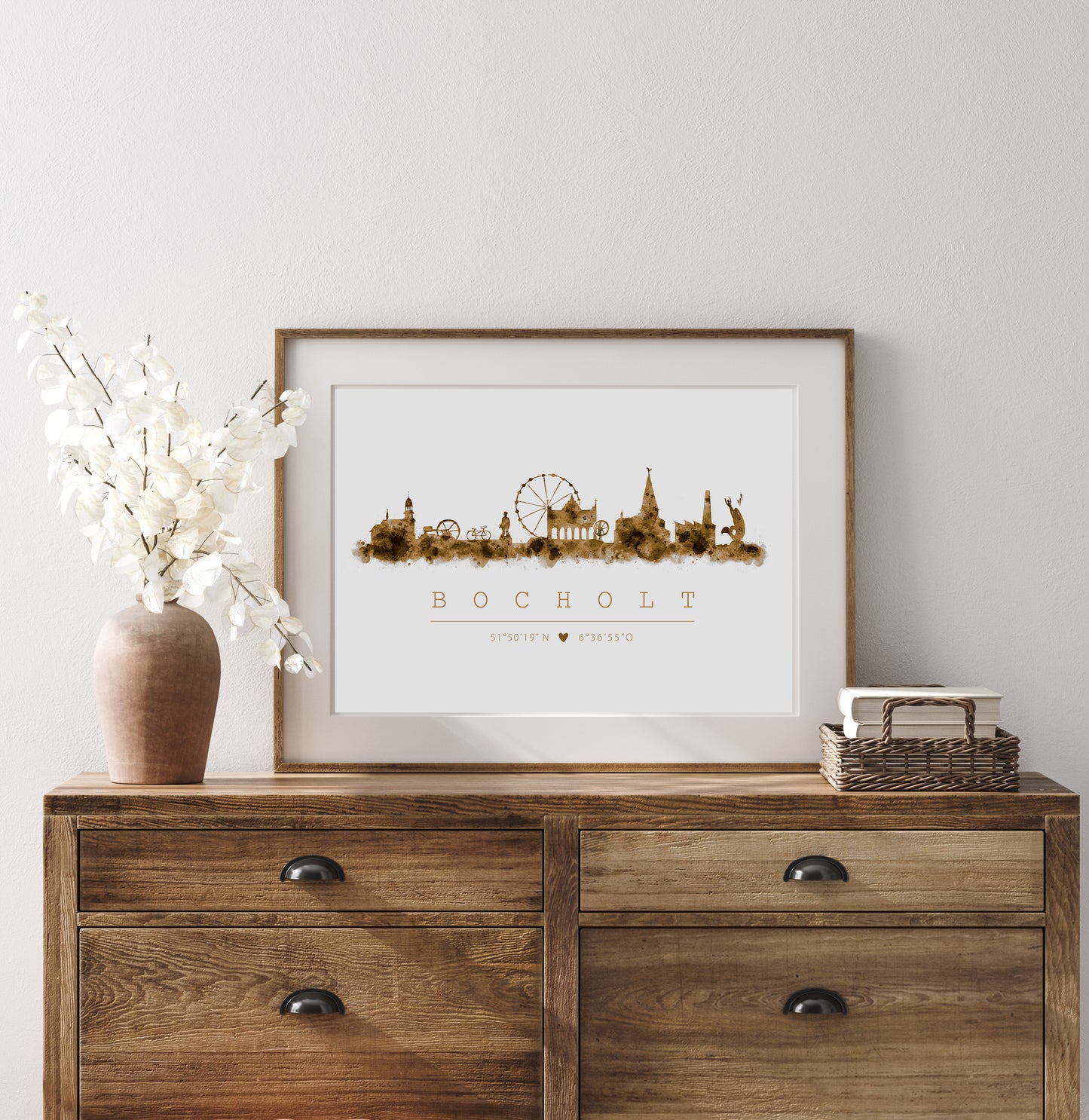 Skyline Aquarell mit Koordinaten