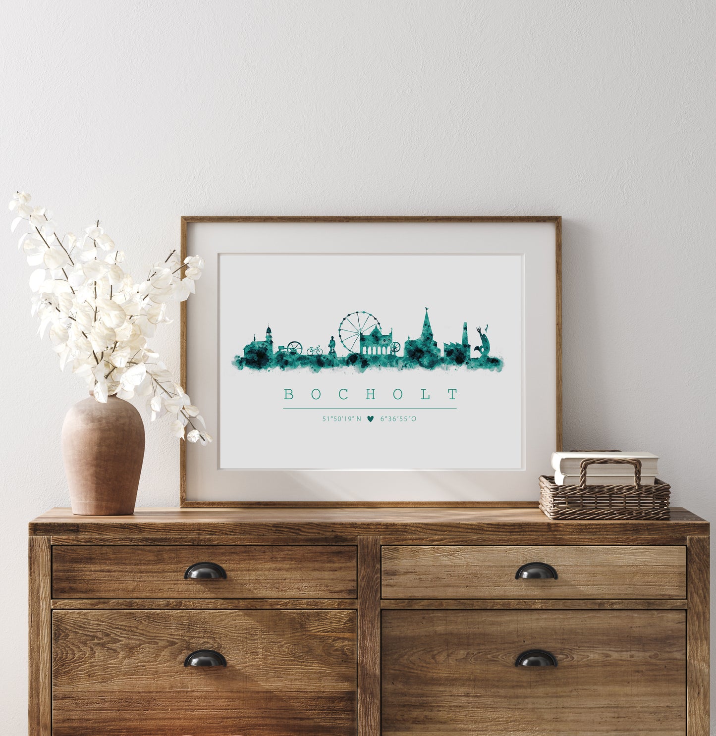 Skyline Aquarell mit Koordinaten